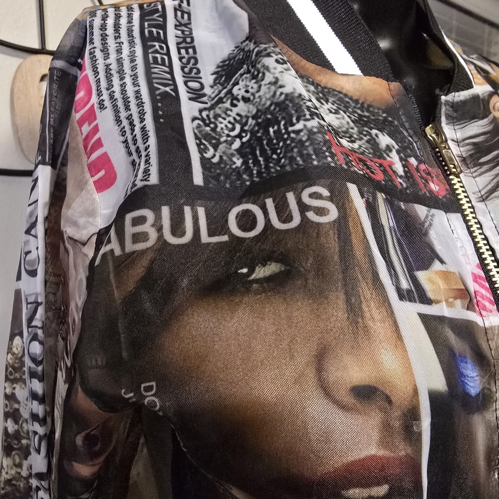 Graphic Print Bomber Jacket - Picture 4 of 4
